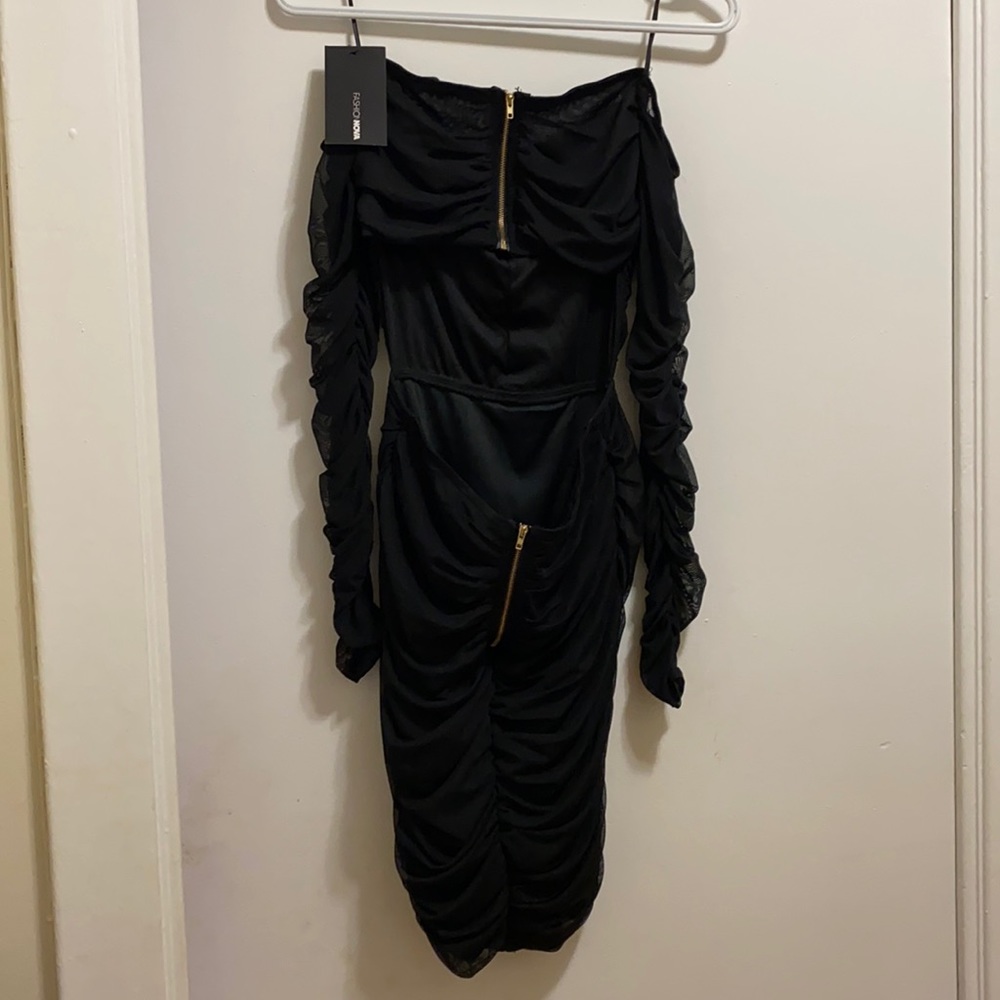 Fashionova open sleeve cut black dress